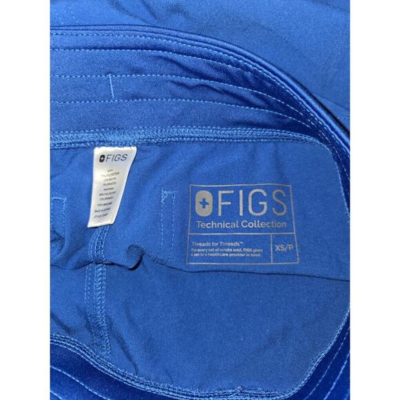 Figs Pants Womens XS Blue Stretch Mid Rise Drawstring Scrub Pockets EUC - Picture 2 of 12